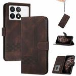 For Xiaomi Redmi K70E Cubic Skin Feel Flip Leather Phone Case(Brown)