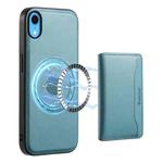 For iPhone XR Denior Cowhide Texture Leather MagSafe Detachable Wallet Phone Case(Blue)