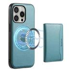 For iPhone 16 Pro Denior Cowhide Texture Leather MagSafe Detachable Wallet Phone Case(Blue)