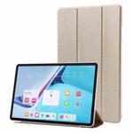 For Huawei MatePad Pro 11 2024 Silk Texture 3-Fold Leather Tablet Case(Gold)