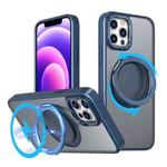 For iPhone 12 Pro Max 360-degree Rotating MagSafe Magnetic Holder Phone Case(Navy Blue)