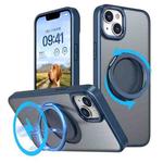 For iPhone 14 Plus 360-degree Rotating MagSafe Magnetic Holder Phone Case(Navy Blue)