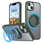 For iPhone 14 Plus 360-degree Rotating MagSafe Magnetic Holder Phone Case(Green)