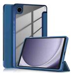 For Samsung Galaxy Tab A9 Acrylic 3-folding Solid Color Smart Leather Tablet Case(Blue)