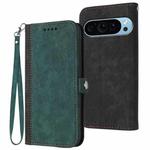 For Google Pixel 9 Pro Side Buckle Double Fold Hand Strap Leather Phone Case(Dark Green)