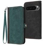 For Google Pixel 10 / Pixel 10 Pro Side Buckle Double Fold Hand Strap Leather Phone Case(Dark Green)
