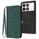 For Xiaomi Redmi K70E Side Buckle Double Fold Hand Strap Leather Phone Case(Dark Green)