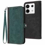 For Xiaomi Redmi Note 13 Pro 4G Side Buckle Double Fold Hand Strap Leather Phone Case(Dark Green)