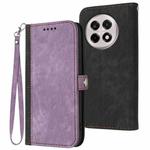 For OnePlus Ace 5 / 13R Global Side Buckle Double Fold Hand Strap Leather Phone Case(Purple)