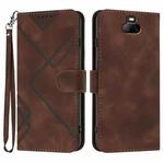 For Sony Xperia 20 Line Pattern Skin Feel Leather Phone Case(Coffee)