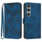 For Sony Xperia 1 VI Line Pattern Skin Feel Leather Phone Case(Royal Blue)