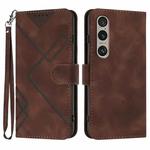 For Sony Xperia 1 VI Line Pattern Skin Feel Leather Phone Case(Coffee)