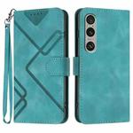 For Sony Xperia 1 VI Line Pattern Skin Feel Leather Phone Case(Light Blue)