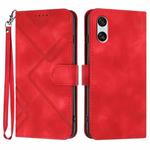 For Sony Xperia 10 VI Line Pattern Skin Feel Leather Phone Case(Red)