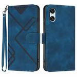 For Sony Xperia 10 VI Line Pattern Skin Feel Leather Phone Case(Royal Blue)