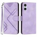 For Sony Xperia 10 VI Line Pattern Skin Feel Leather Phone Case(Light Purple)
