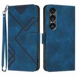 For Sony Xperia 1 VII Line Pattern Skin Feel Leather Phone Case(Royal Blue)