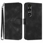 For Sony Xperia 1 VII Line Pattern Skin Feel Leather Phone Case(Black)