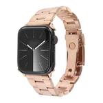 For Apple Watch SE 2023 44mm Three-Bead Stainless Steel Watch Band(Rose Gold)