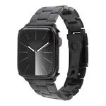 For Apple Watch Series 9 45mm Three-Bead Stainless Steel Watch Band(Black)