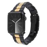 For Apple Watch Ultra 49mm Three-Bead Stainless Steel Watch Band(Black Gold)