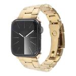 For Apple Watch Ultra 49mm Three-Bead Stainless Steel Watch Band(Gold)