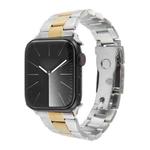 For Apple Watch Ultra 49mm Three-Bead Stainless Steel Watch Band(Silver Gold)