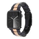 For Apple Watch Series 7 41mm Three-Bead Stainless Steel Watch Band(Black Rose Gold)