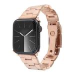 For Apple Watch Series 7 45mm Three-Bead Stainless Steel Watch Band(Rose Gold)