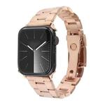 For Apple Watch SE 44mm Three-Bead Stainless Steel Watch Band(Rose Gold)