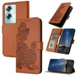 For OPPO A79 Datura Flower Embossed Flip Leather Phone Case(Brown)