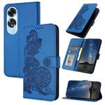 For OPPO A60 Datura Flower Embossed Flip Leather Phone Case(Blue)