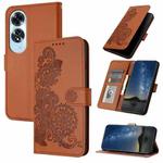 For OPPO A60 Datura Flower Embossed Flip Leather Phone Case(Brown)