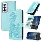 For OPPO Reno12 Global Datura Flower Embossed Flip Leather Phone Case(Light Blue)