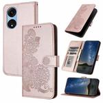 For OPPO A1 Pro / Reno8 T 5G Global Datura Flower Embossed Flip Leather Phone Case(Rose Gold)