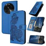 For OPPO Find X6 Datura Flower Embossed Flip Leather Phone Case(Blue)