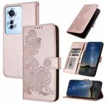 For OPPO Reno11 F / F25 Pro Datura Flower Embossed Flip Leather Phone Case(Rose Gold)