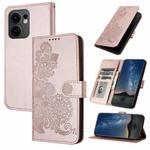 For OPPO Reno13 F 4G / 5G Datura Flower Embossed Flip Leather Phone Case(Rose Gold)