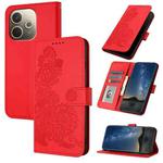 For OPPO A5 Pro 5G Datura Flower Embossed Flip Leather Phone Case(Red)
