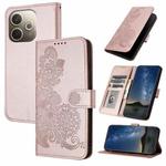For OPPO A5 Pro 5G Datura Flower Embossed Flip Leather Phone Case(Rose Gold)
