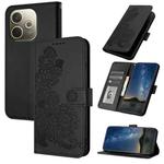For OPPO A5 Pro 5G Datura Flower Embossed Flip Leather Phone Case(Black)
