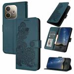 For OPPO A5 Pro 5G Datura Flower Embossed Flip Leather Phone Case(Dark Green)