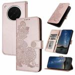 For OPPO Find X8s Datura Flower Embossed Flip Leather Phone Case(Rose Gold)