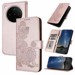 For OPPO Find X8s+ Datura Flower Embossed Flip Leather Phone Case(Rose Gold)