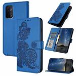 For OPPO A54 5G / A74 5G / A93 5G Datura Flower Embossed Flip Leather Phone Case(Blue)