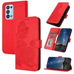 For OPPO Reno6 Pro+ 5G Datura Flower Embossed Flip Leather Phone Case(Red)