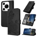 For Huawei Pura 70 Pro/70 Pro+ Datura Flower Embossed Flip Leather Phone Case(Black)