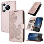 For Huawei Pura 70 Datura Flower Embossed Flip Leather Phone Case(Rose Gold)