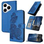 For Huawei Pura 80 5G Datura Flower Embossed Flip Leather Phone Case(Blue)