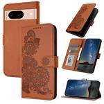 For Google Pixel 8a Datura Flower Embossed Flip Leather Phone Case(Brown)